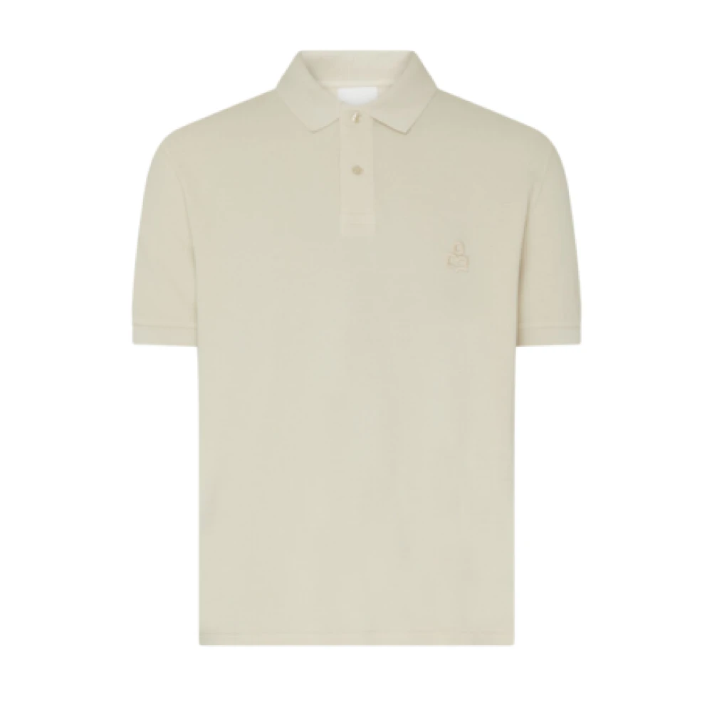 Isabel marant Polo shirt met borduurwerk en knopen Beige Heren