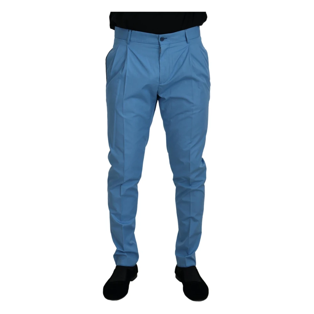 Dolce & Gabbana Men's Blue Chinos, M, Cotton Silk Trousers Chinos Trousers