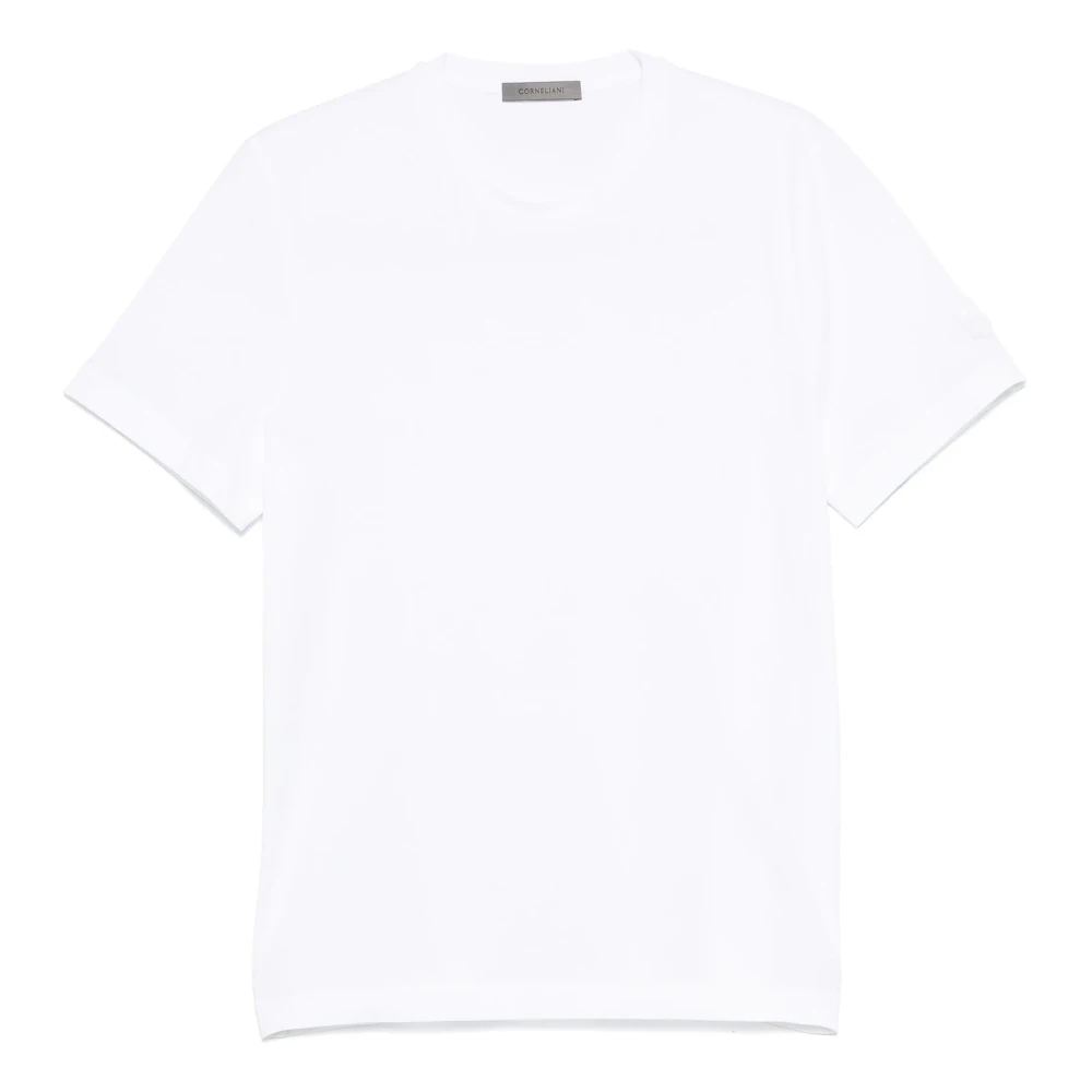 Corneliani Stretch Katoen Logo T-Shirt White Heren