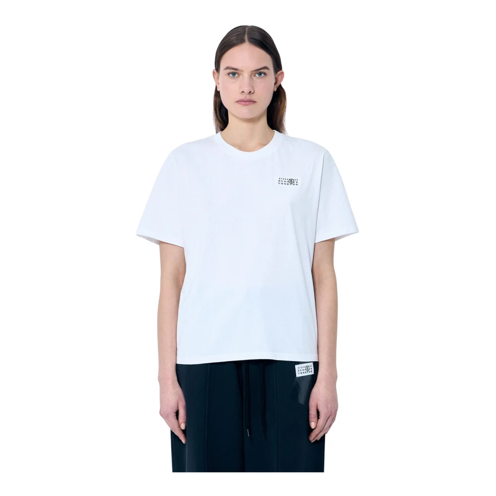 MM6 Maison Margiela Logo Patch Crewneck T-shirt White Dames