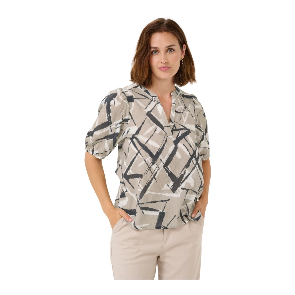 Kaffe Abstract Print Korte Mouw Blouse Multicolor Dames