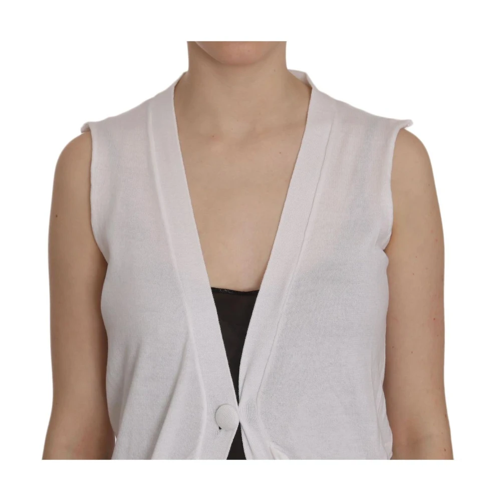 Pink Memories Witte Mouwloze Vest V-Hals Casual White Dames