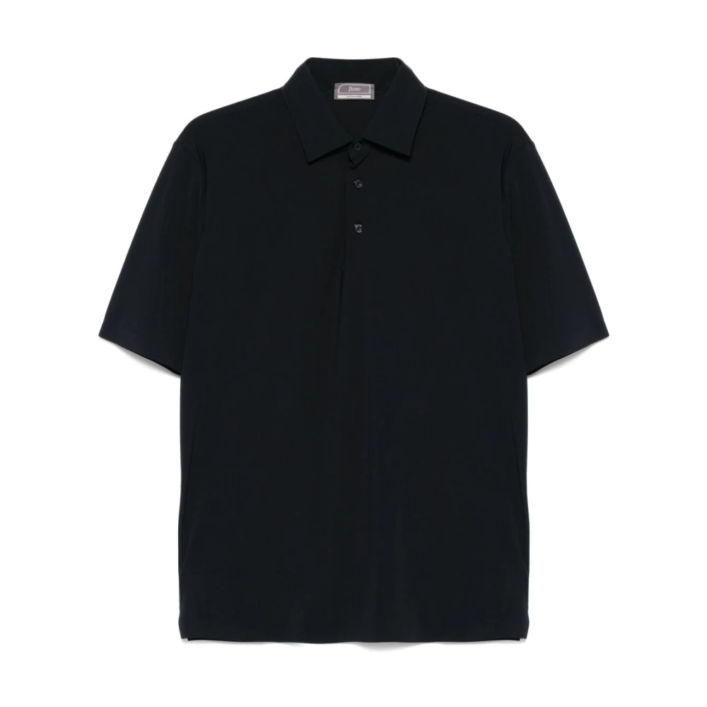 Herno Men's Black Polo Shirts, M, Spring Ultralight Scuba Polo Shirt
