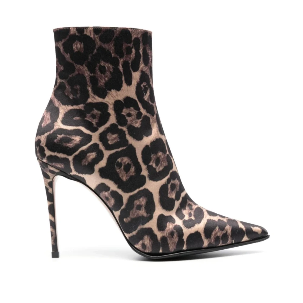 Leopard Print Støvler med Spids Tå