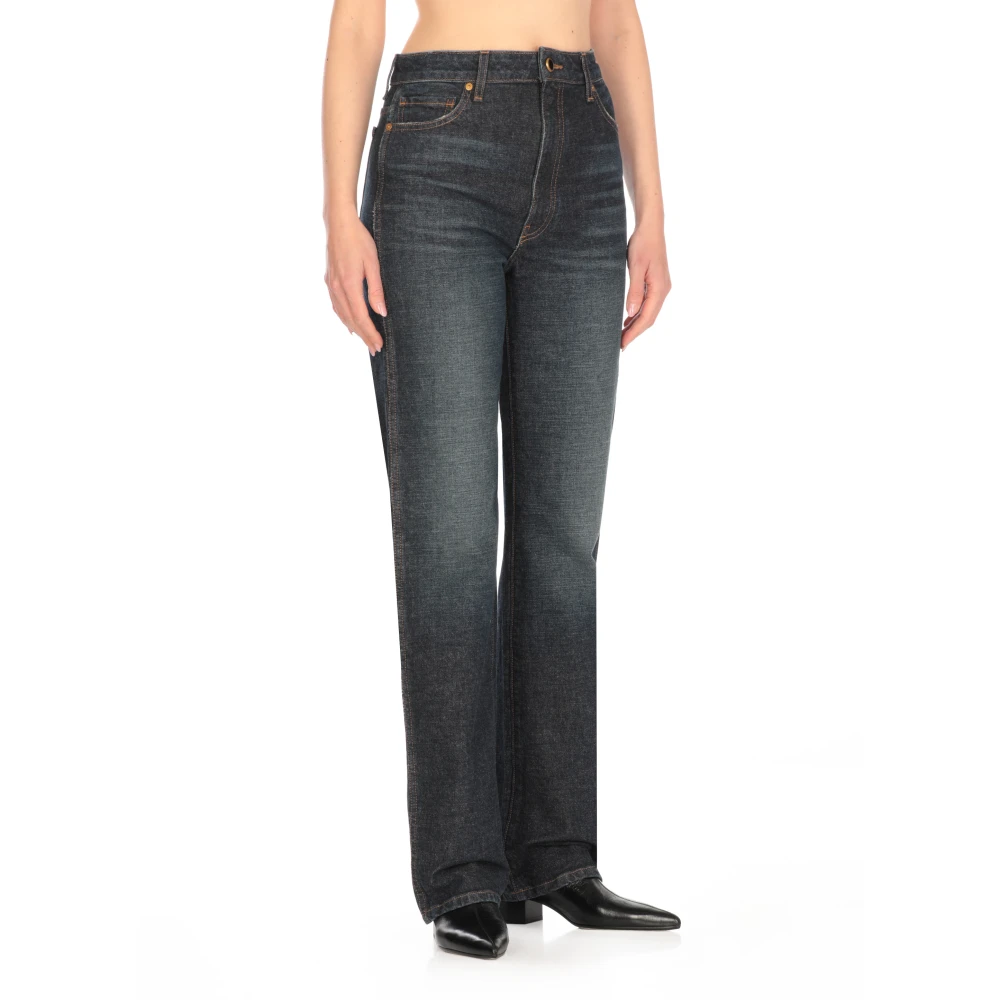 Khaite Blauwe Katoenen Jeans met Riemlussen Blue Dames