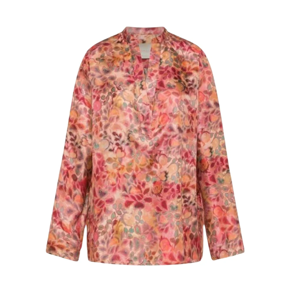 Momoni Zijden Bedrukte Blouse Red Dames