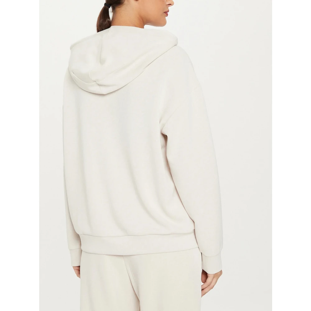 Emporio Armani EA7 Witte Zand Hoodie met Roségouden Rits White Dames