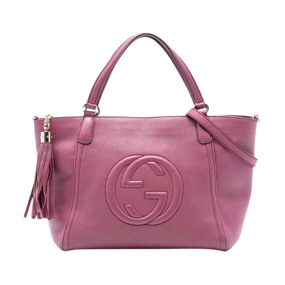 Gucci Vintage Women's Purple Pre-Owned Leather Tote Bag