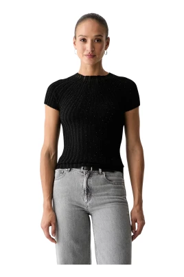 T-shirt med mockhals i smal passform