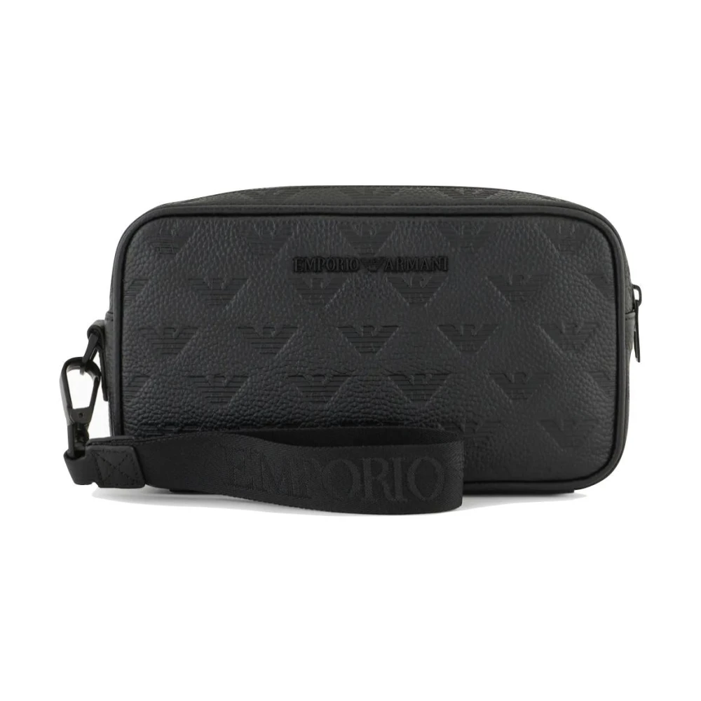 Armani Monogram Leren Beauty Tas Black Heren