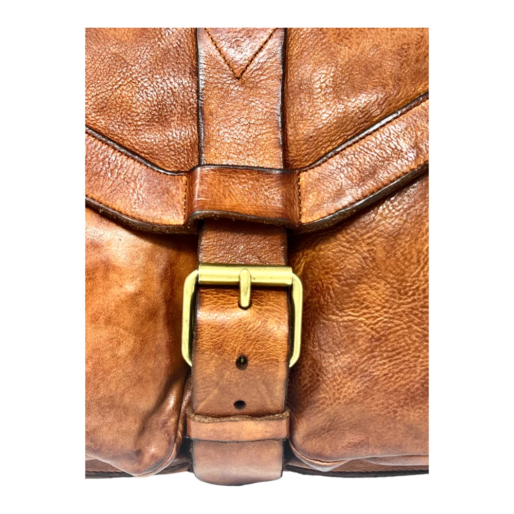 Campomaggi Leren Messenger Tas Cognac Kleur Brown Heren