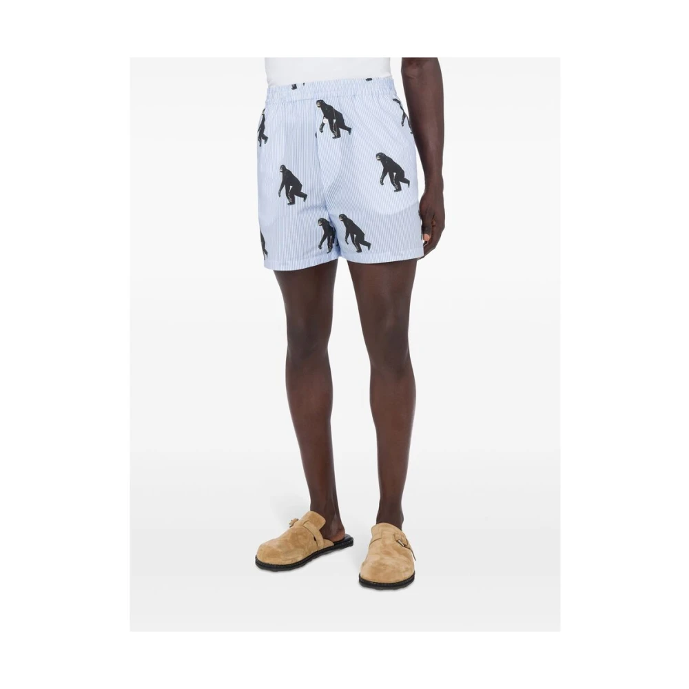 Moschino Blauwe Streepdruk Katoenen Broek Blue Heren