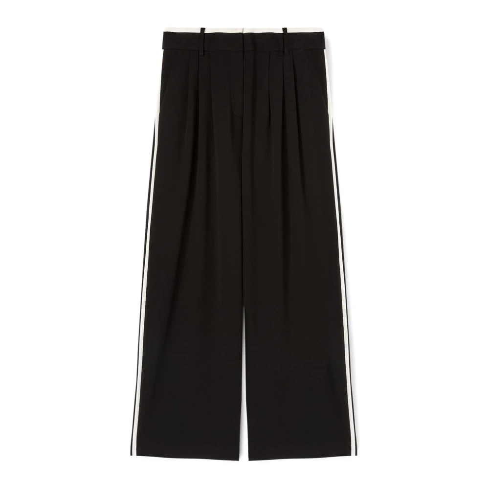 Motivi Palazzo-broek met plooien en contrasterende randen Black Dames