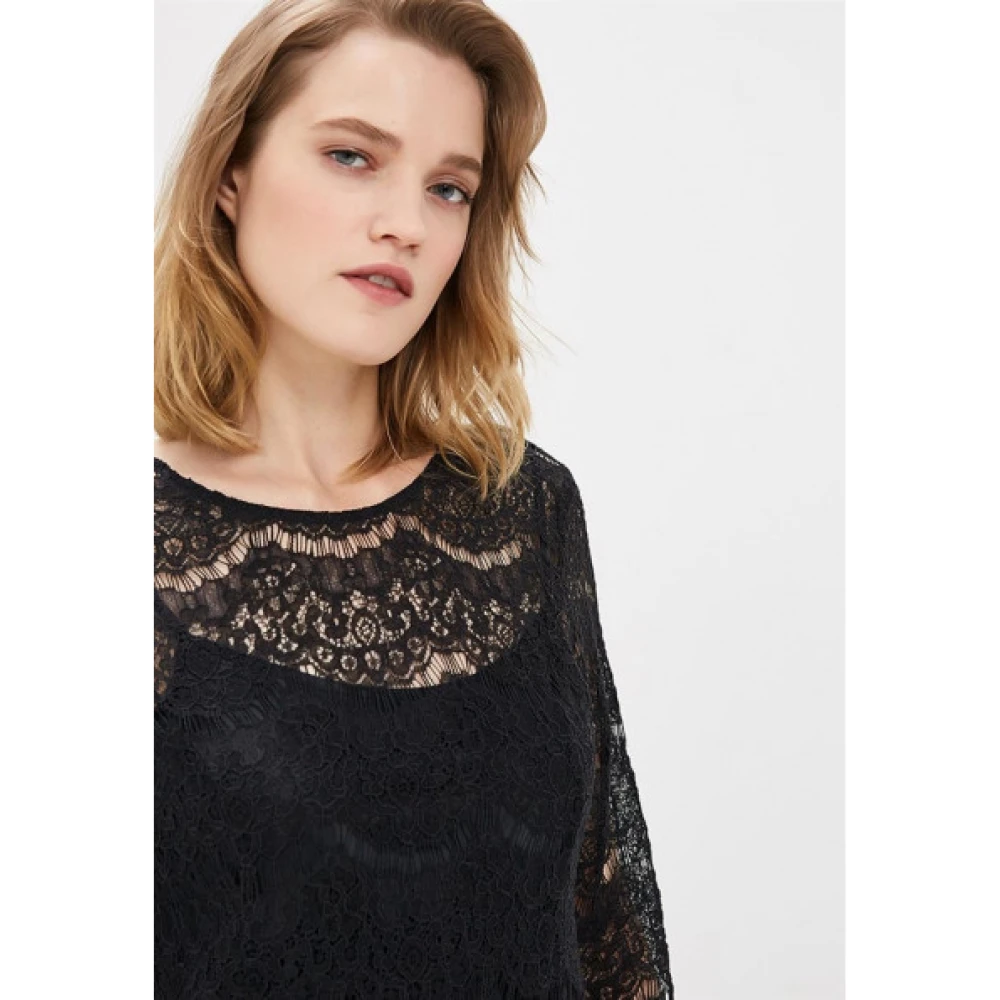 Liu Jo Kanten jurk met 3 4 mouwen Black Dames