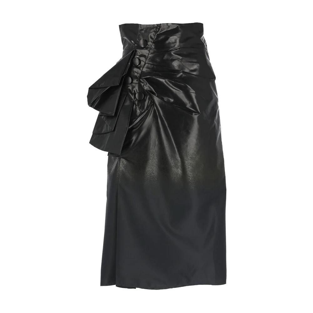 Maison Margiela Zwarte gedrapeerde rok met knoop- en stiksel detail Black Dames