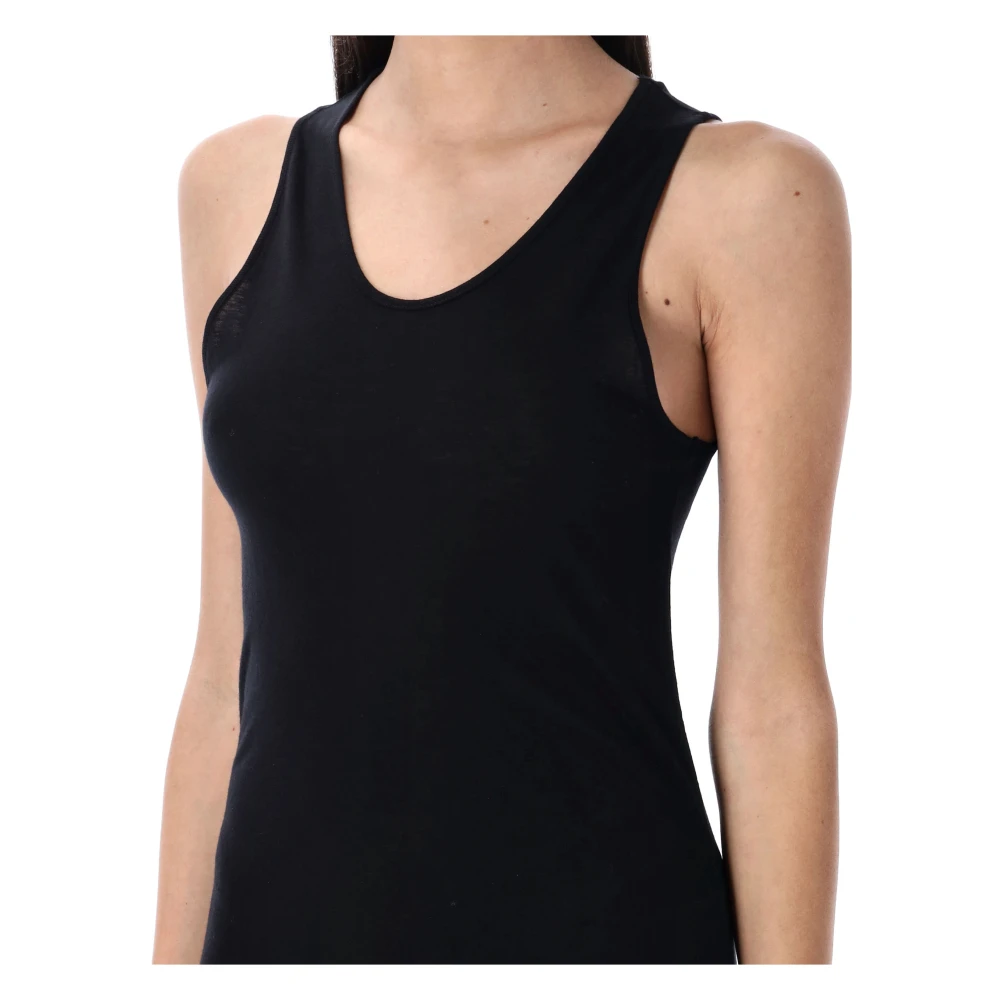 Loulou Studio Zwarte Jurk met Scoop Halsmouwloos Black Dames