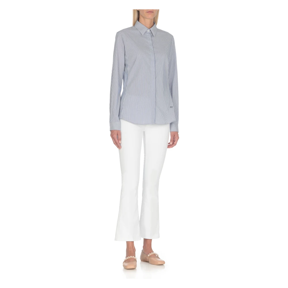 Fay Blauw Gestreept Katoenen Overhemd met Kraag Blue Dames