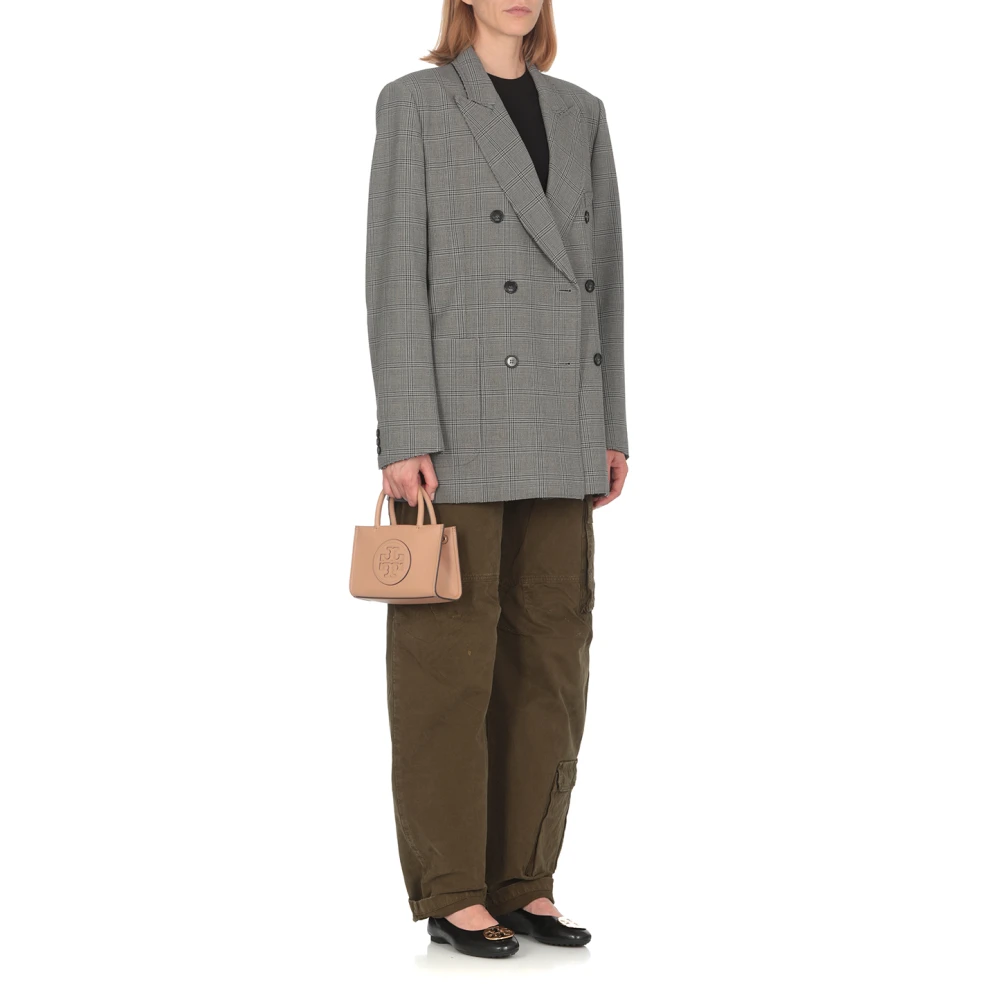 TORY BURCH Eco-lederen winkeltas met dubbel T-logo Beige Dames