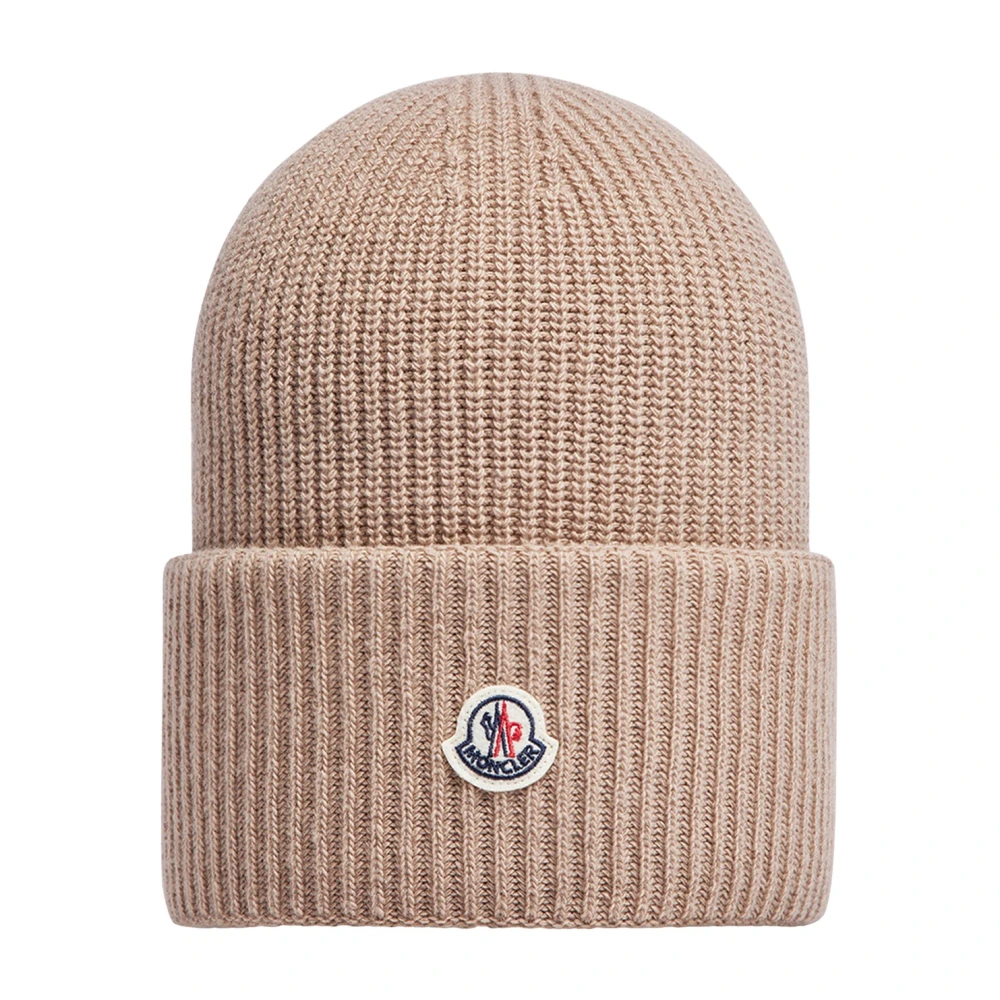 Moncler Women's Beige Logo-Patch Beanie