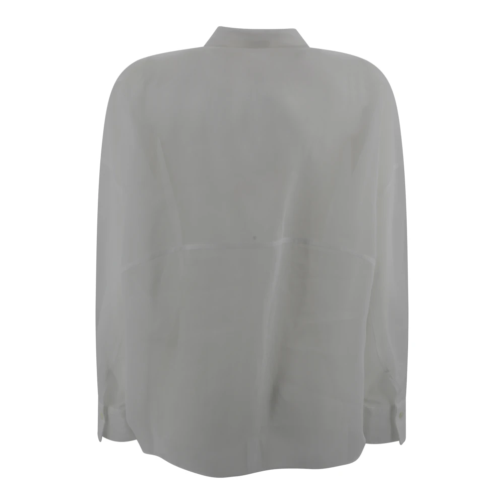BRUNELLO CUCINELLI Witte semi-transparante overhemd met Monili detail White Dames