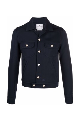 chemise-en-coton-bleu-avec-logo-brode