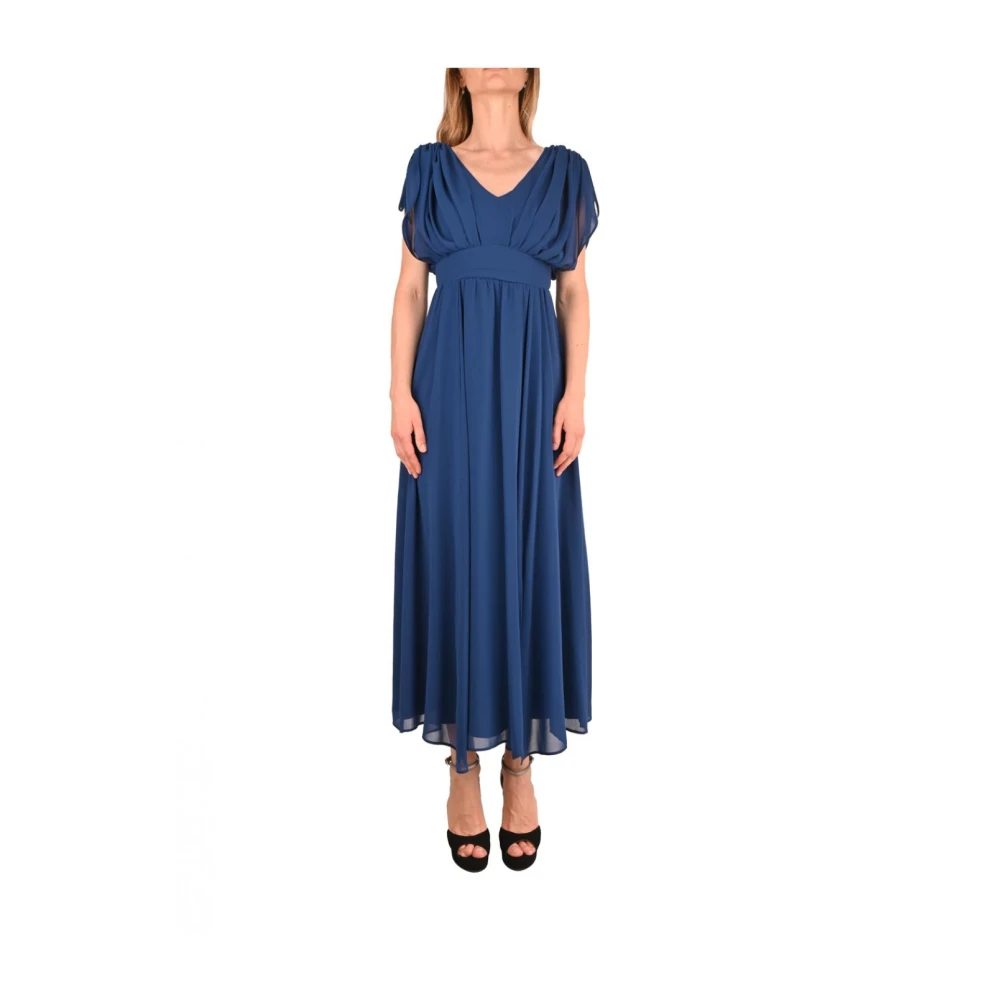 Pennyblack Lange Griekse stijl jurk met plooien Blue Dames