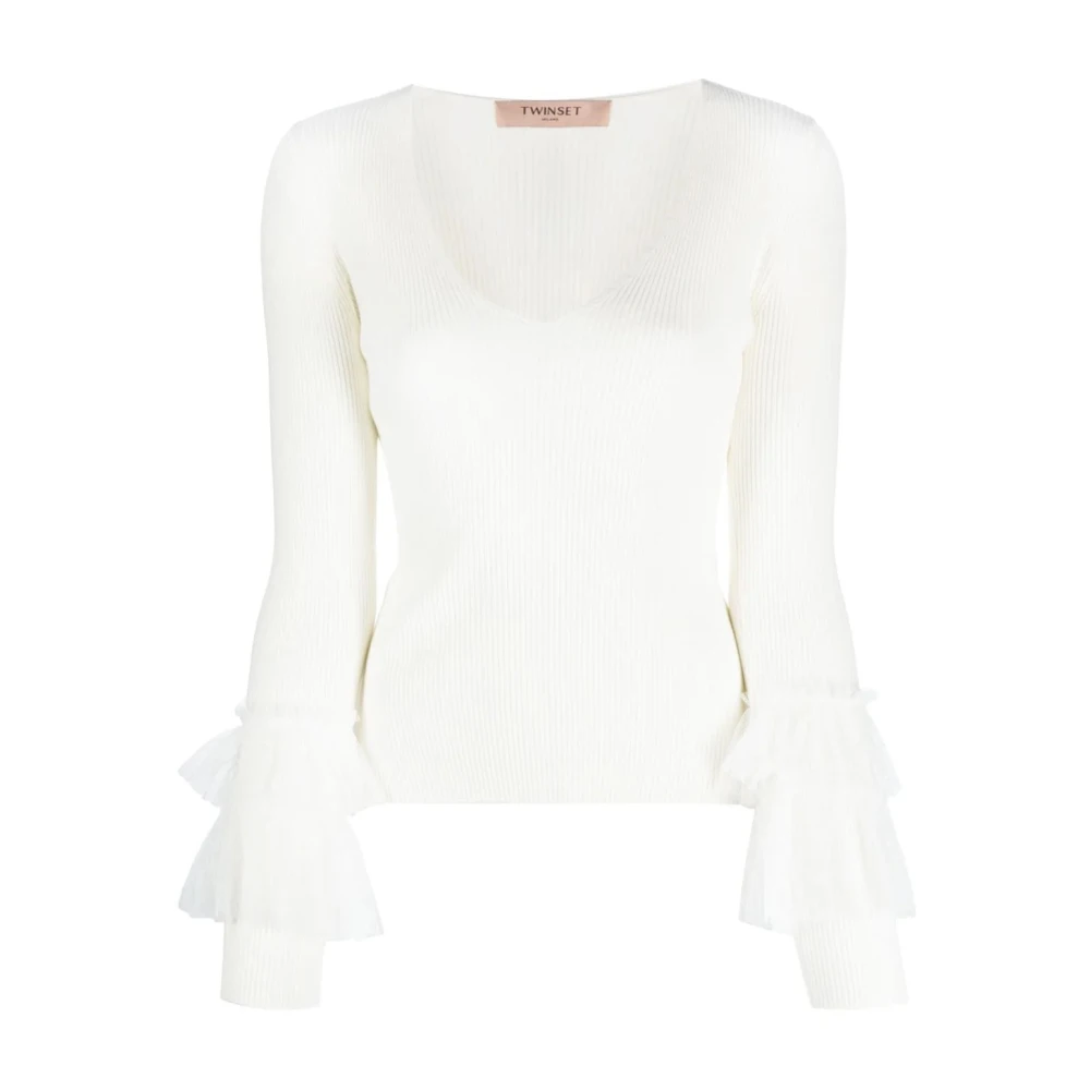 Twinset Blauwe Elegant V-hals Sweater White Dames