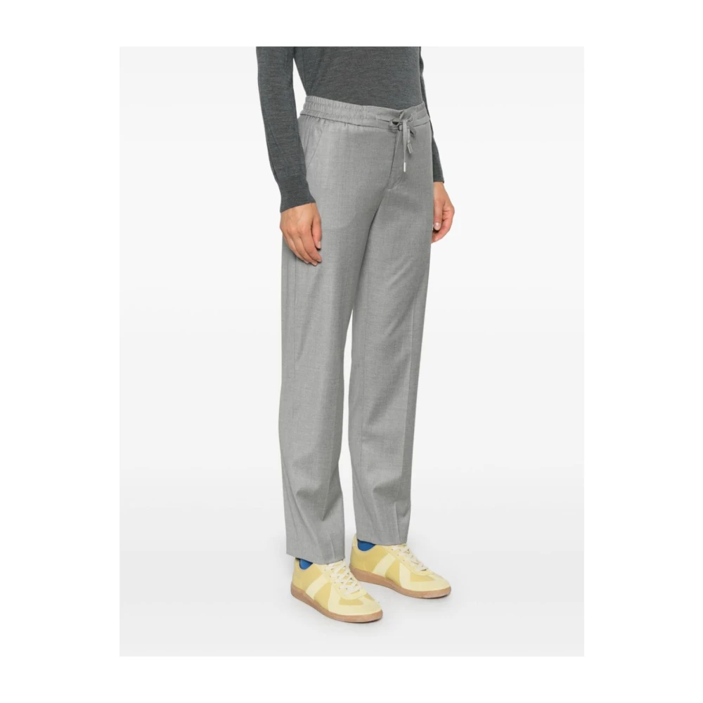 PT Torino Grijze Wollen Broek Rechte Pijp Gray Dames