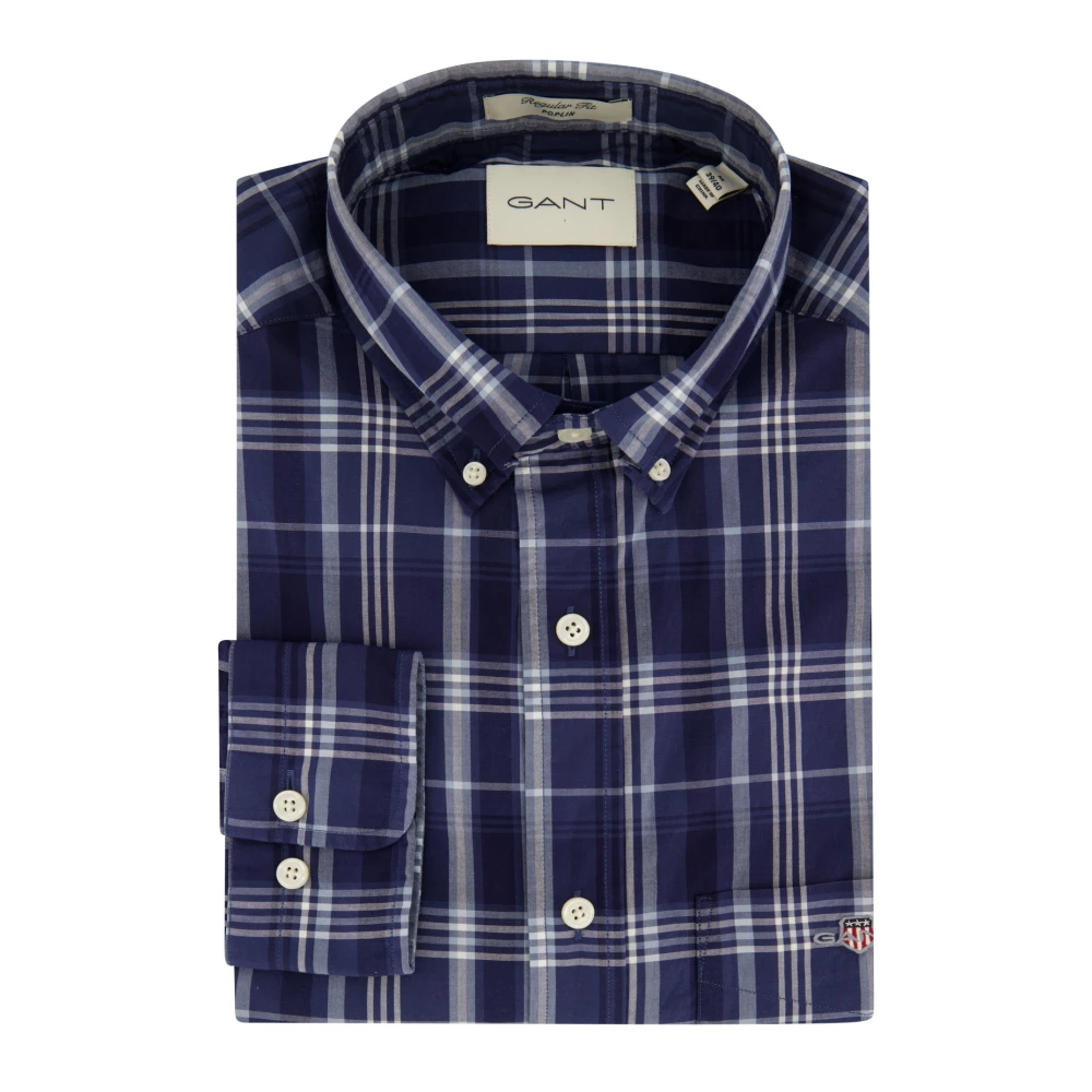 Gant Casual Donkerblauw Geruit Overhemd Multicolor Heren
