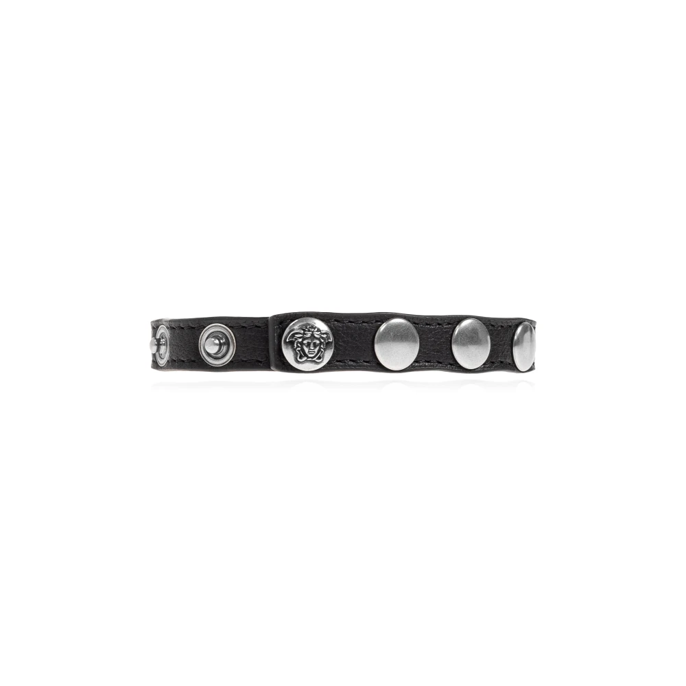 Versace Unisex Svart Medusa Läderarmband