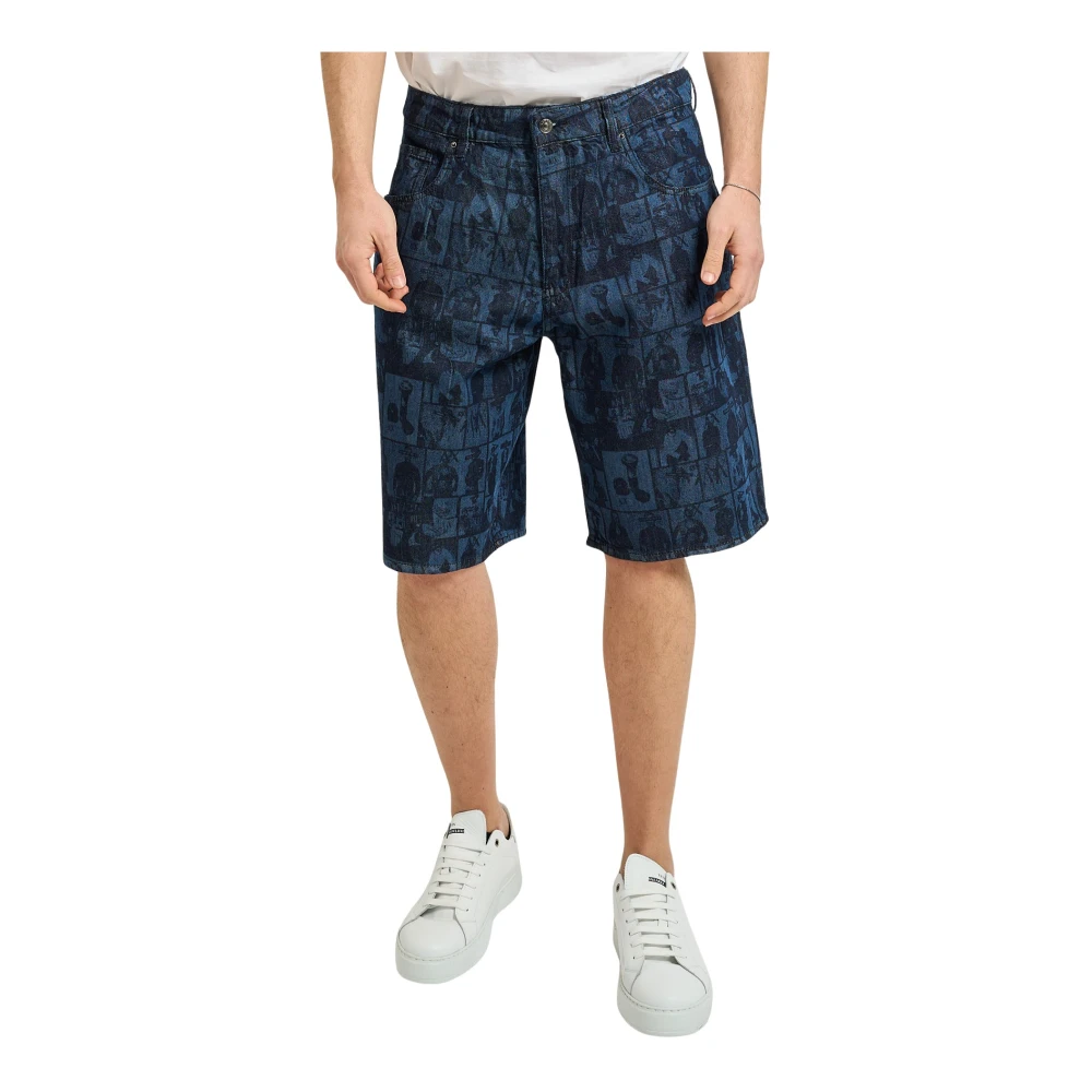 Armani Exchange Mannelijk Blauw Korte Broeken Heren, W32, Katoen, Denim Katoenen Shorts
