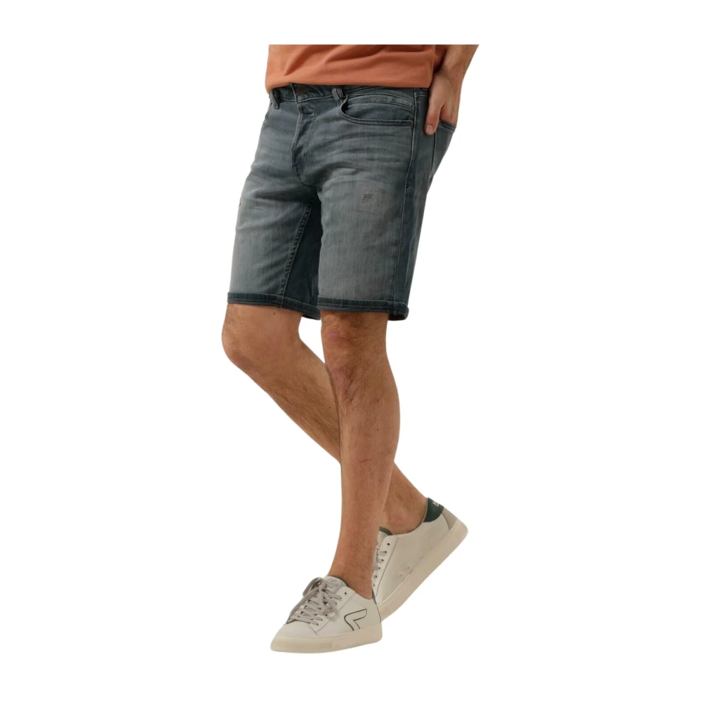 Cast Iron Denim Shorts True Blue Grey Blue Heren