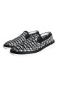 noir-blanc-tisse-mocassins-chaussures