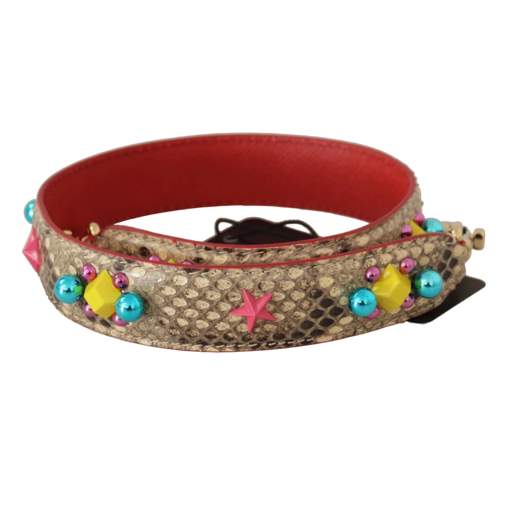 Dolce & Gabbana Women's Beige Python Leather Crystals Shoulder Strap