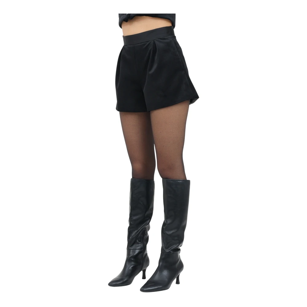 ViCOLO Zwarte Fluwelen Elegante Shorts Black Dames