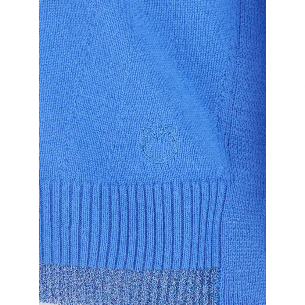 pinko Blauwe Katoenen V-Hals Trui Blue Dames
