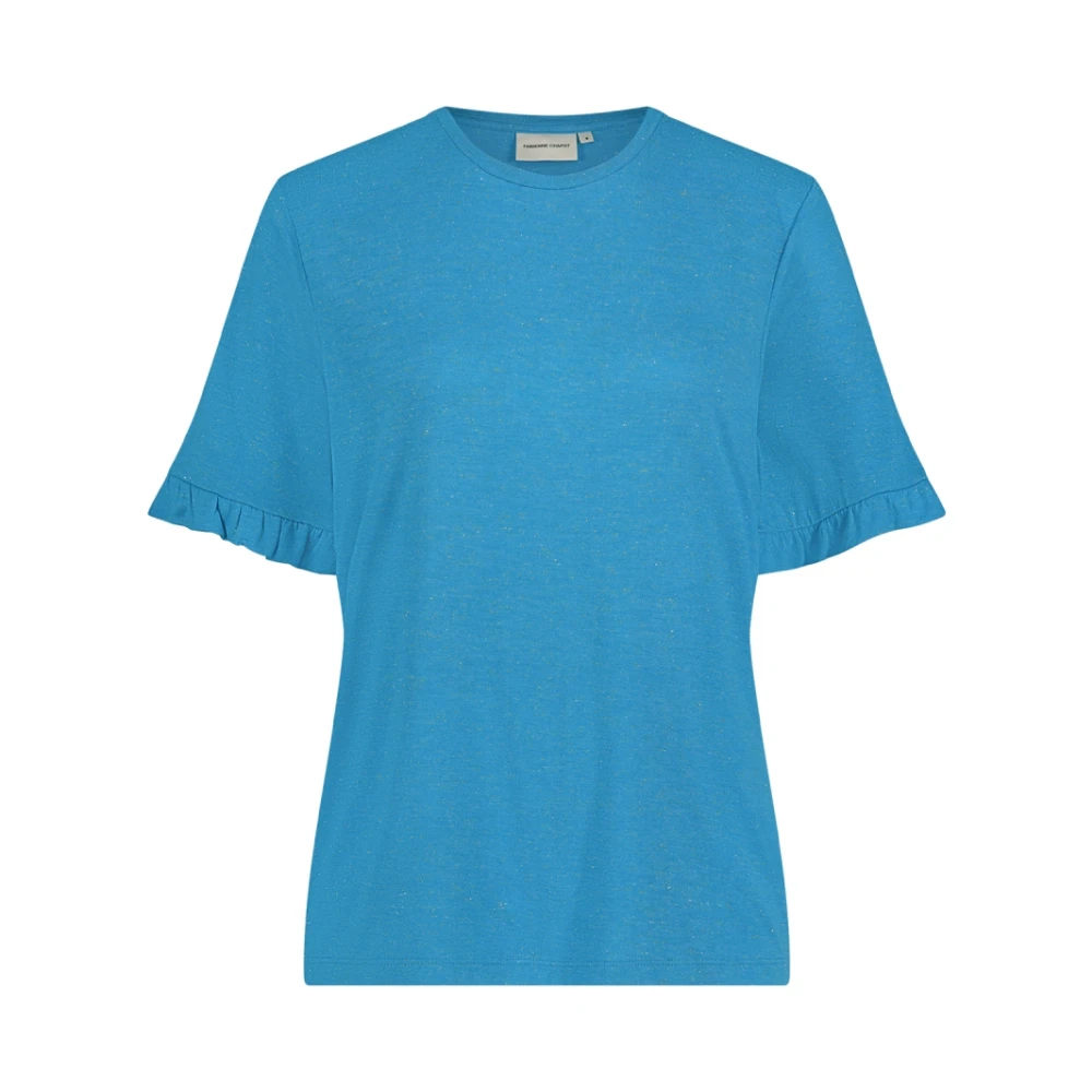 Fabienne Chapot Blauwe Glitter Ruffle T-shirt Blue Dames