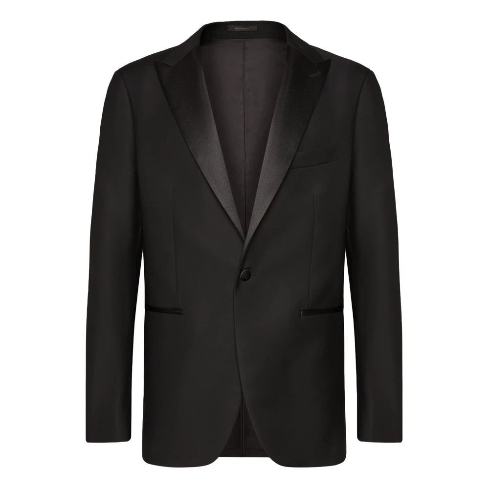 Boggi Milano Svart ull tuxedo jacka med peak-revers Black, Herr