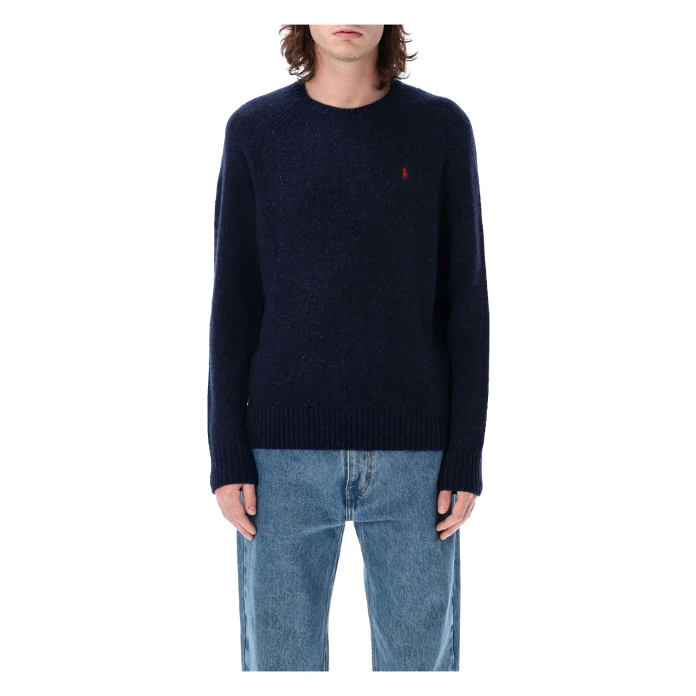 Ralph Lauren Gespikkelde wollenmix trui met ronde hals Blue Heren