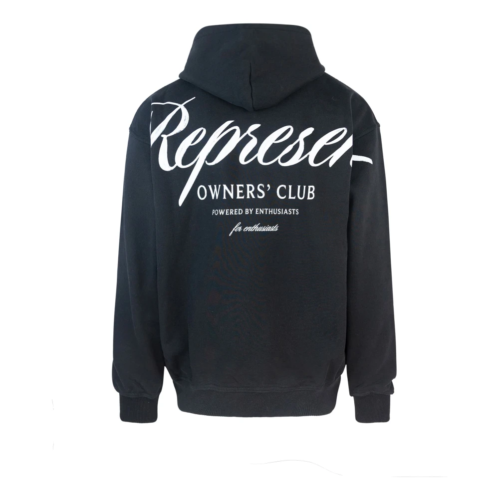 Represent Zwarte Hoodie Oversized met Knoop Print Black Heren
