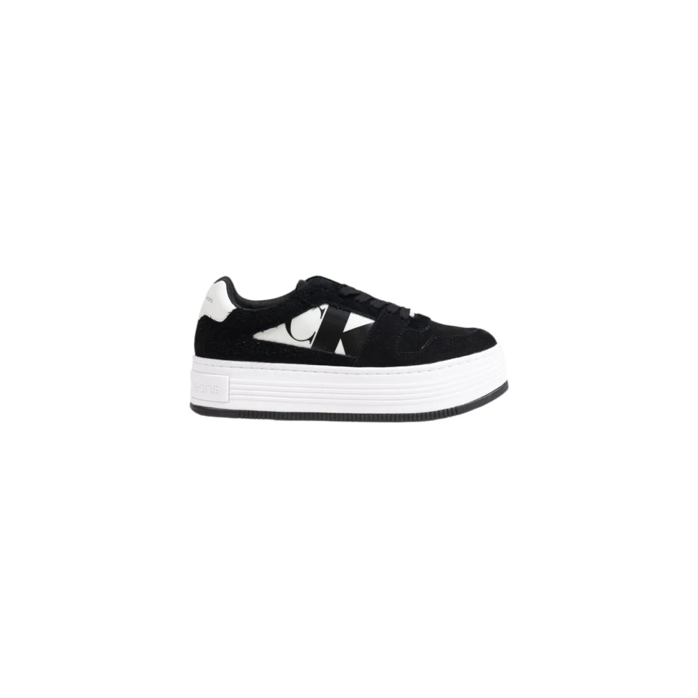Calvin Klein Women's Black Leather Platform Sneakers