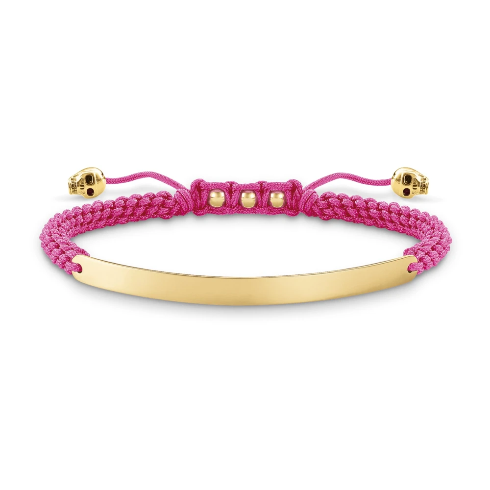 Thomas Sabo Women's Multicolor Bracelets, One Size, Pink/Gold Bracelet With Nylon Accents