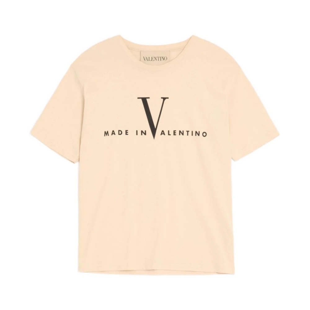 Valentino Garavani T Shirt En Coton Avec Imprimé 'Made In' Homme Tops Beige L