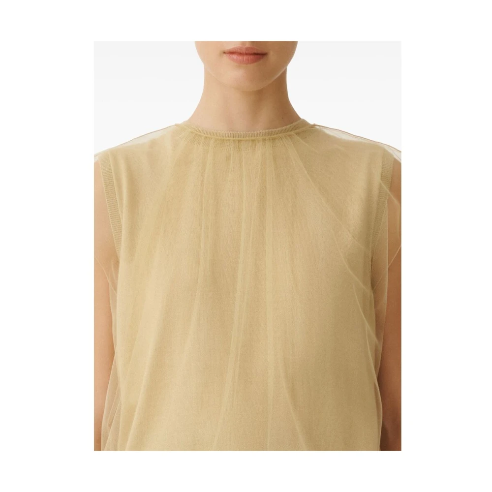 Fabiana Filippi Goudkleurige Crew Neck Mouwloze Sweater Beige Dames