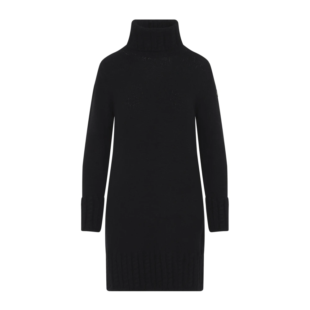 Moncler Vestido Midi De Punto Con Logo Dresses Mujer Negro S