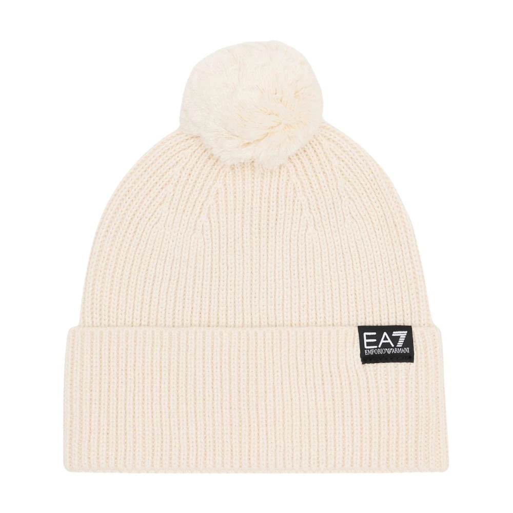 Ea7 Unisex Beige Beanie Hat In Acrylic And Wool Blend - Image 2
