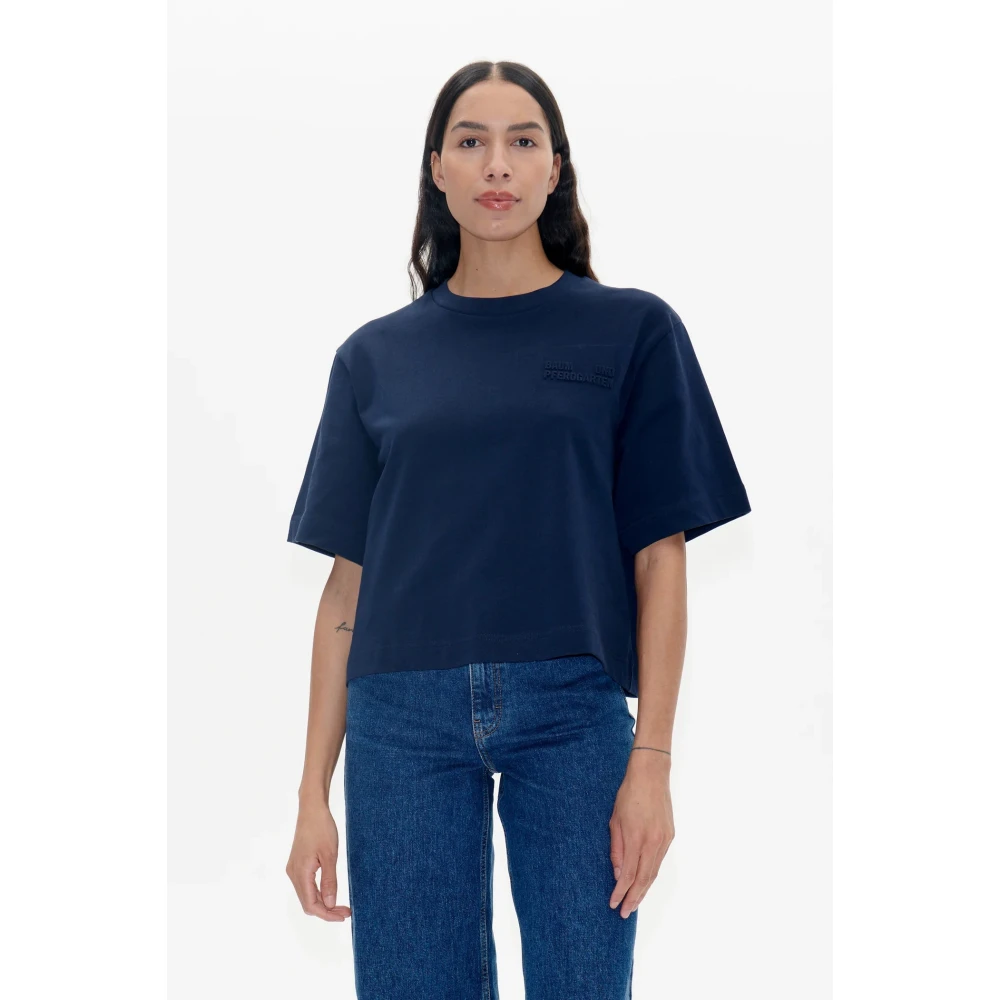 BAUM UND PFERDGARTEN T-shirt met reliëflogo Blue Dames