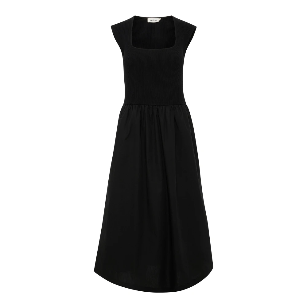 Soaked In Luxury Women's Black Midi Dresses, Xl, Phoebe Dress With Ruffle Detail