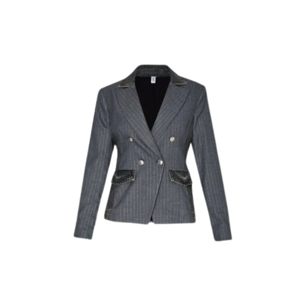 Liu Jo Denim Streep Diplomatieke Blazer Gray Dames