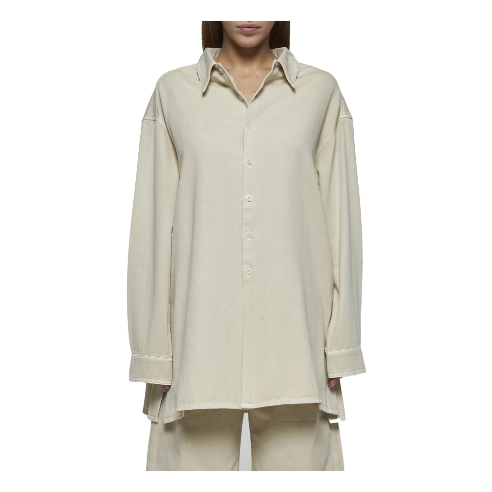 Lemaire Gedraaide Denim Overhemd Beige Dames